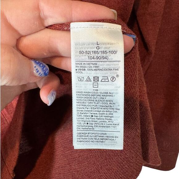 Banana Republic Men's Italian Merino Wool Half Zip Sweater Rust Red Orange Large - Picture 7 of 9